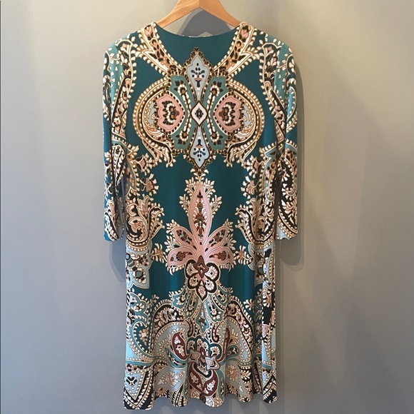 Chico's Fleurprint Teal dress Size Medium (8/10) - Picture 6 of 6